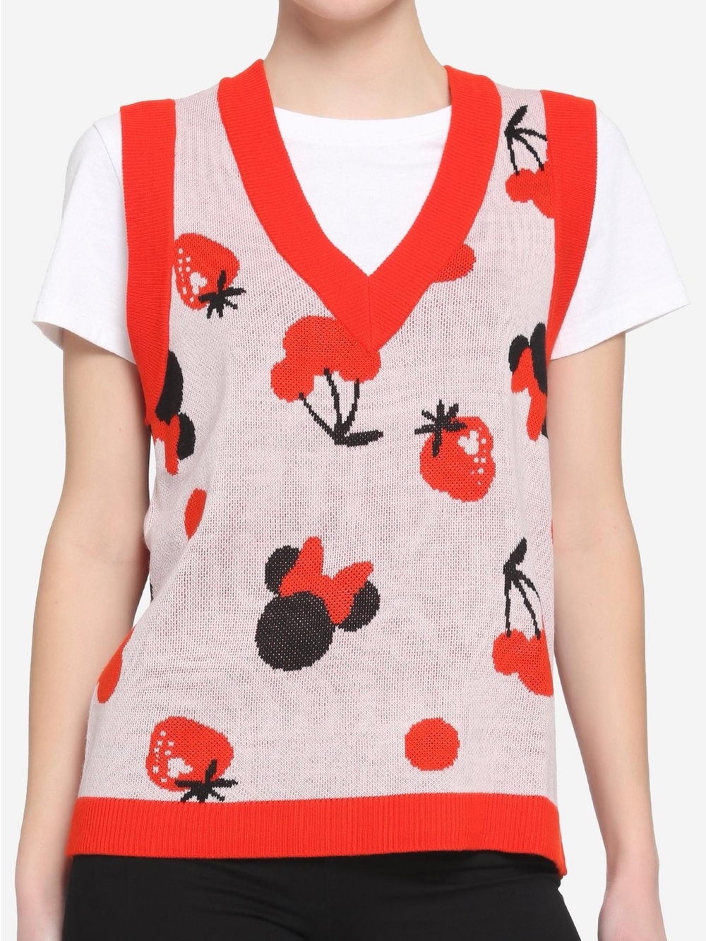 Her Universe Knit Vest with Red Trim Mickey Mouse Size Small